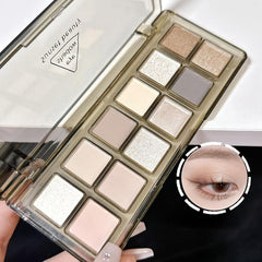 12 Colors Matte Pearl Earth Tone Eyeshadow Palette Daily Makeup Cosmetics