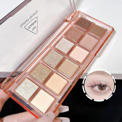12 Colors Matte Pearl Earth Tone Eyeshadow Palette Daily Makeup Cosmetics