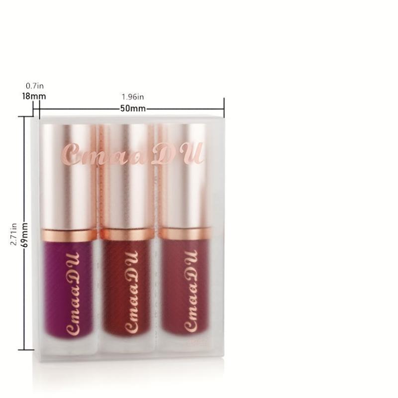 3pcs Matte Lip Gloss Set in Berry Red Tone
