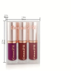 3pcs Matte Lip Gloss Set in Berry Red Tone