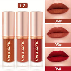 3pcs Matte Lip Gloss Set in Berry Red Tone