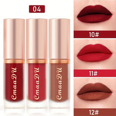 3pcs Matte Lip Gloss Set in Berry Red Tone