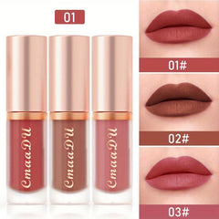 3pcs Matte Lip Gloss Set in Berry Red Tone