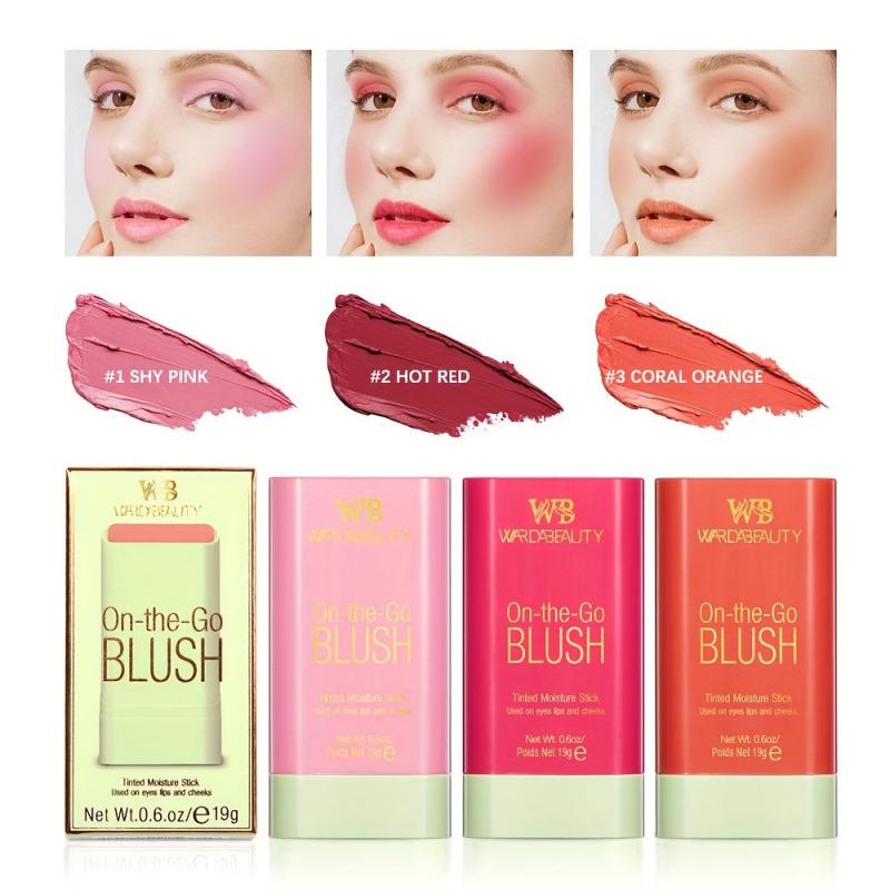 Smooth Blush Cream Stick 3 Matte Contouring Rouge for Nude Makeup