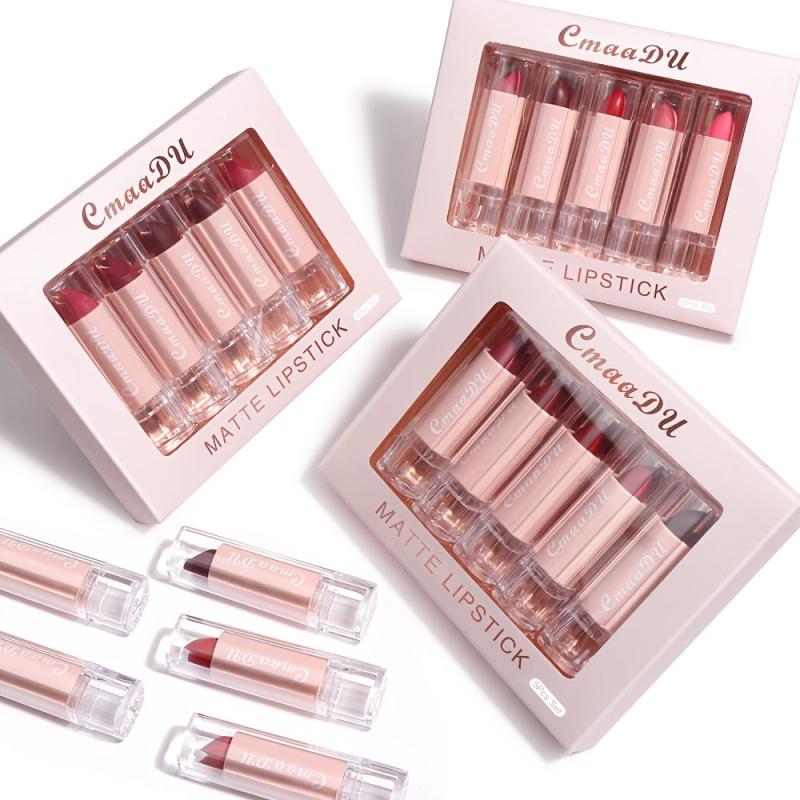 5-Piece Matte Velvet Lip Gloss Set, Long-Lasting Moisturizing Formula