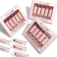 5-Piece Matte Velvet Lip Gloss Set, Long-Lasting Moisturizing Formula