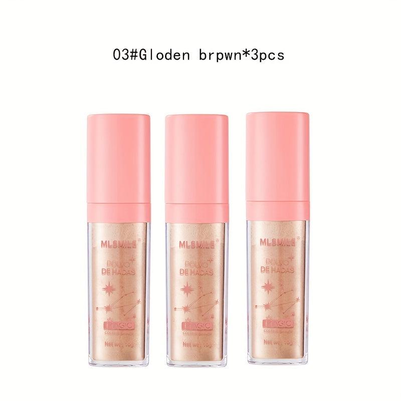 3pcs Fairy Highlighter Powder Set with Pearly Glitter and High Gloss Sequins
