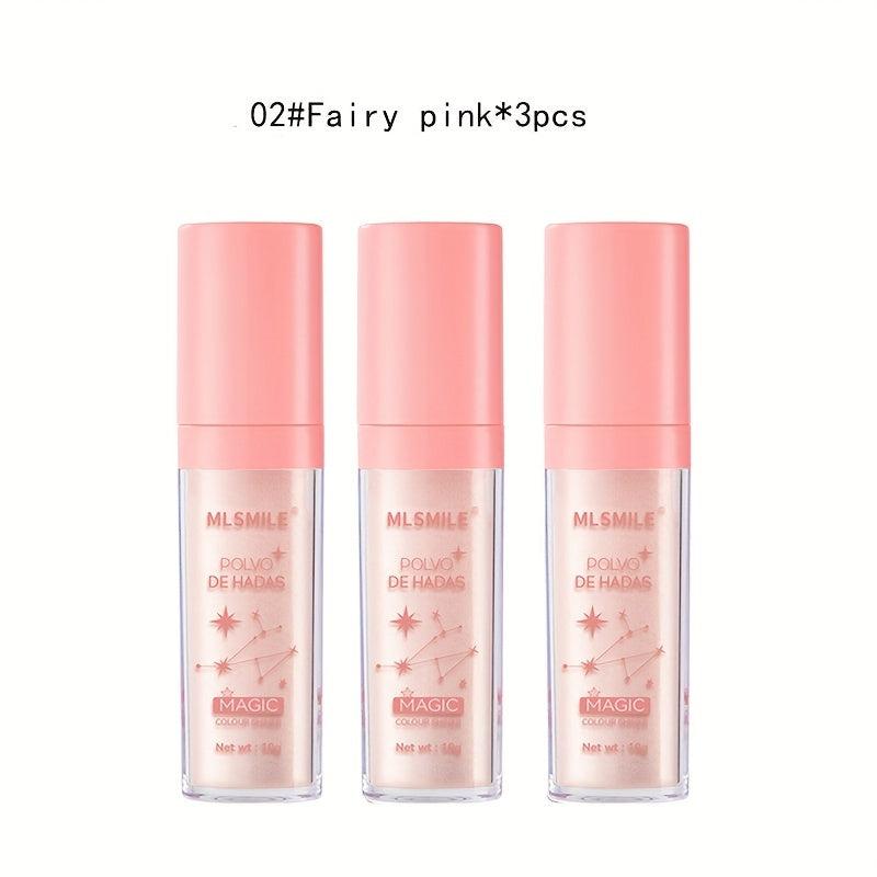 3pcs Fairy Highlighter Powder Set with Pearly Glitter and High Gloss Sequins