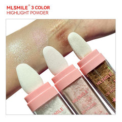 3pcs Fairy Highlighter Powder Set with Pearly Glitter and High Gloss Sequins
