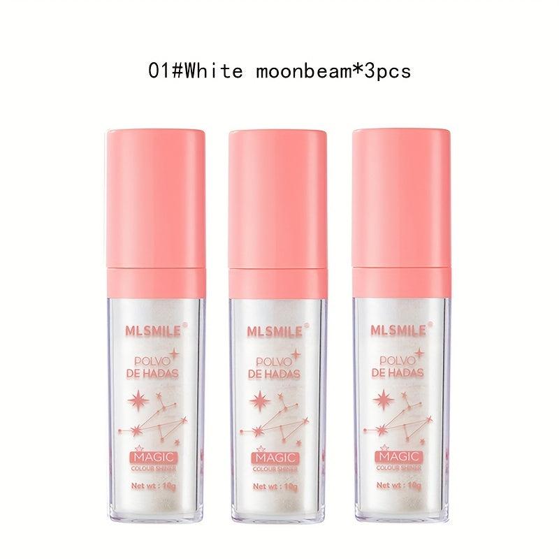 3pcs Fairy Highlighter Powder Set with Pearly Glitter and High Gloss Sequins