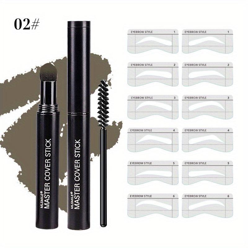 Eyebrow Stamp Stencils Kit Dual Use Hairline Filler Powder 6 Colors