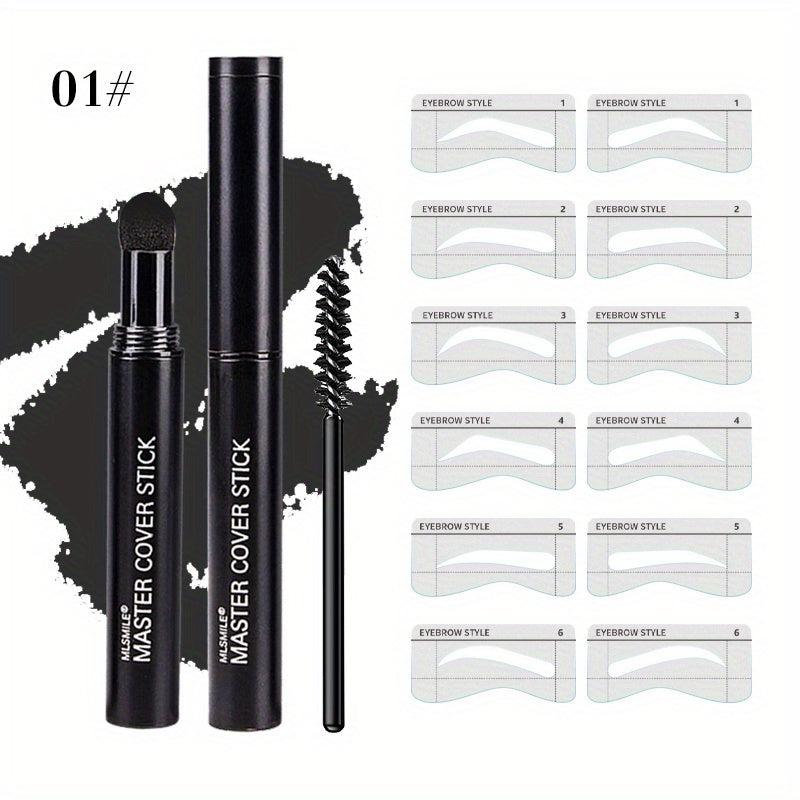 Eyebrow Stamp Stencils Kit Dual Use Hairline Filler Powder 6 Colors