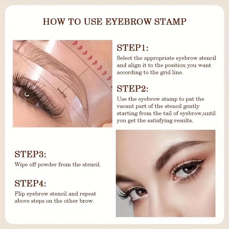 Eyebrow Stamp Stencils Kit Dual Use Hairline Filler Powder 6 Colors