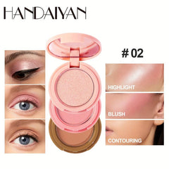 3-in-1 Contour Highlight Blush Palette Face Brightening Matte Eye Shadow