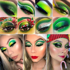 15-Color Spring & Summer Eyeshadow Palette with Green Glitter Sequin Shimmer