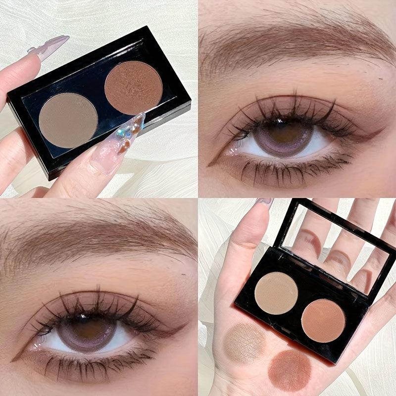 Matte 2-Color Eyeshadow Palette Cement Gray Smokey Cold Tone Punk Gothic Makeup