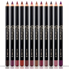 12 PCS Nude Brown Matte Lip Liner Set Waterproof