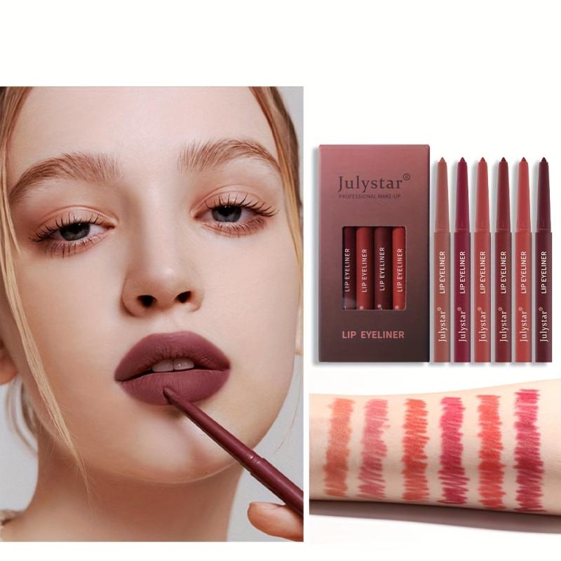 Waterproof Pink Lip Pencil Set, Matte Lip Gloss, Non-Halo Lipstick Pen