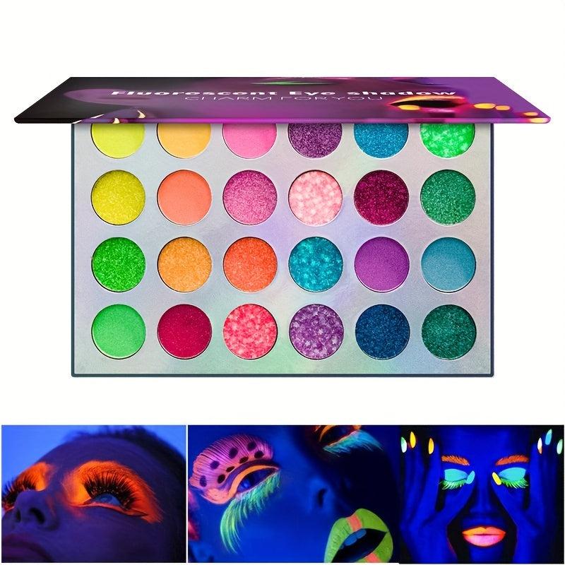 UV Lights Luminous Eyeshadow Palette - 24 Fluorescent Shades