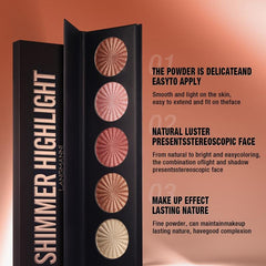 LANGMANNI 5 Colors High Light Contour Palette for Natural Bright Makeup
