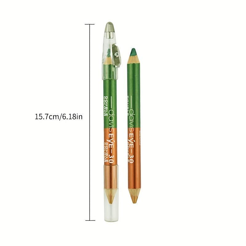 Dual-Ended Eyeliner Pencil Matte & Pearly Coral Green Purple +Sharpener