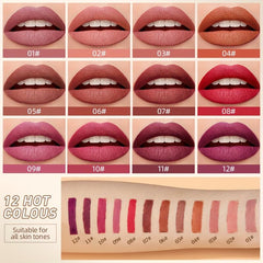 6Pcs Waterproof Lip Liner & Lipstick Set Kit Chestnut Nude Dark Brown Matte Red