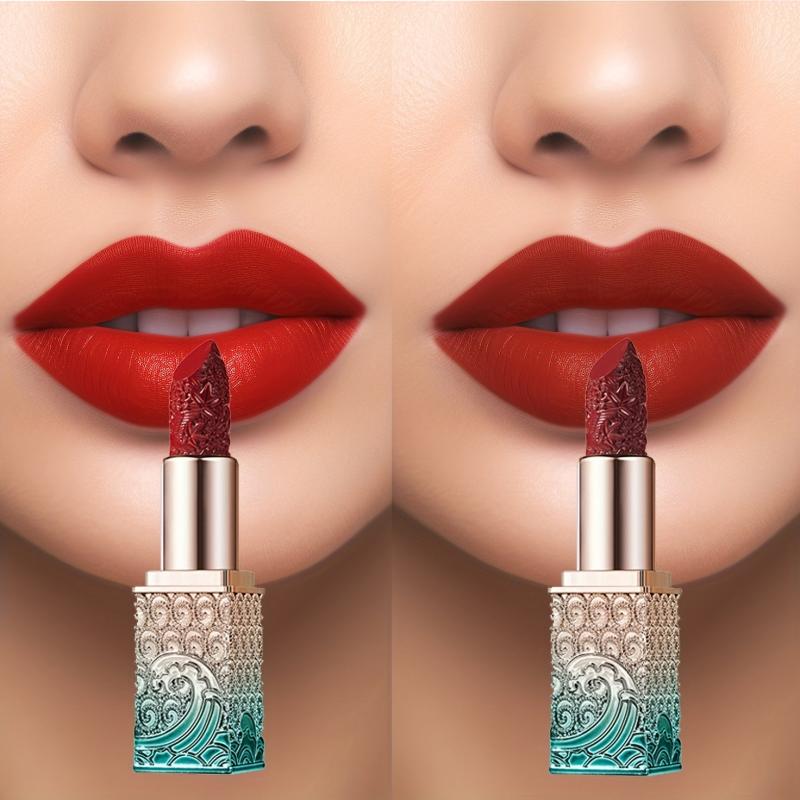 Silky Carved Square Tube Lipstick National Style Waterproof Moist 3 Colors