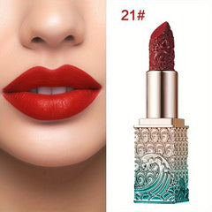 Silky Carved Square Tube Lipstick National Style Waterproof Moist 3 Colors