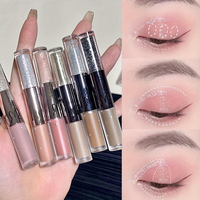 Double Headed Liquid Eyeshadow Eyeliner Pen Matte Glitter Pearly Eye Makeup