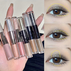 Double Headed Liquid Eyeshadow Eyeliner Pen Matte Glitter Pearly Eye Makeup