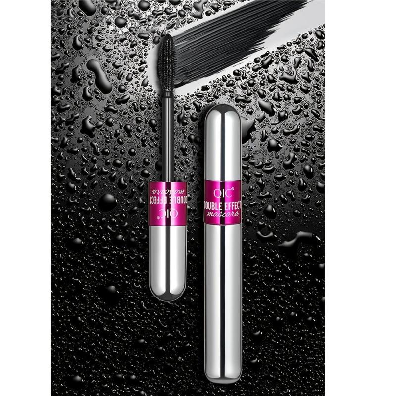 Waterproof 4D Double Effect Mascara Long Thick Clump Eyelashes Silicone Brush