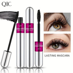 Waterproof 4D Double Effect Mascara Long Thick Clump Eyelashes Silicone Brush