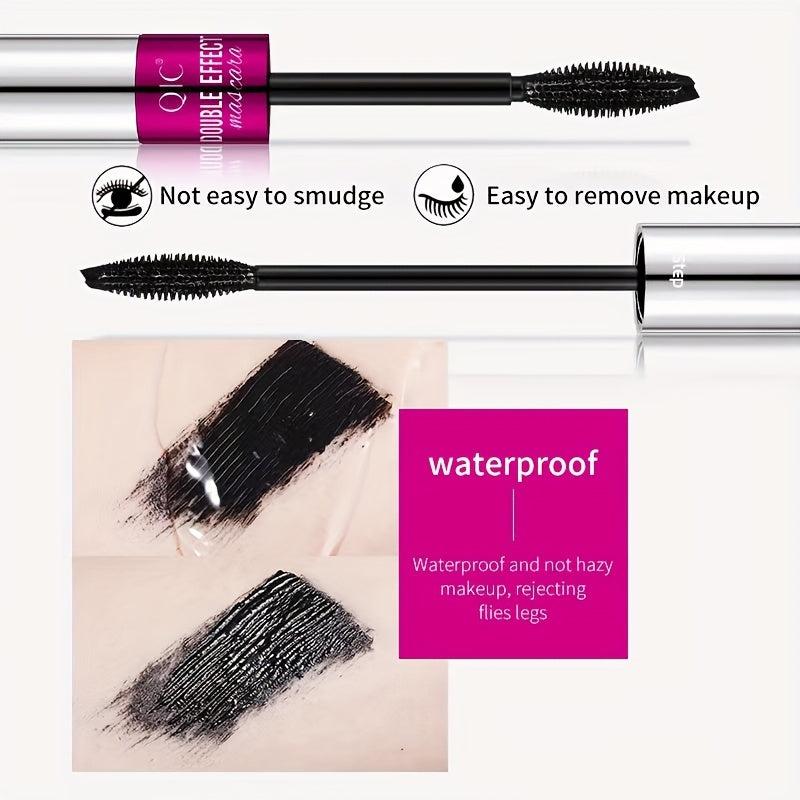 Waterproof 4D Double Effect Mascara Long Thick Clump Eyelashes Silicone Brush
