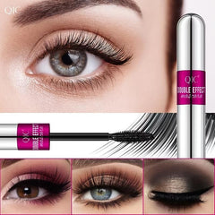 Waterproof 4D Double Effect Mascara Long Thick Clump Eyelashes Silicone Brush