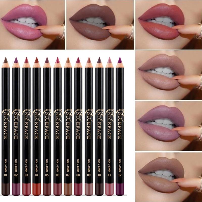 12 Colors Waterproof Lipstick Pen Contouring Outlining