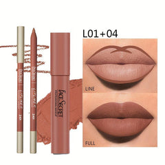 Nude Lip Liner & Lipstick Set, Matte Finish, Long Lasting