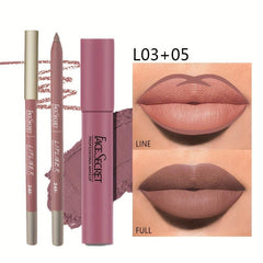 Nude Lip Liner & Lipstick Set, Matte Finish, Long Lasting