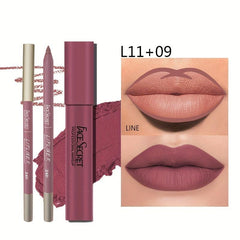 Nude Lip Liner & Lipstick Set, Matte Finish, Long Lasting