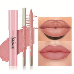 Nude Lip Liner & Lipstick Set, Matte Finish, Long Lasting