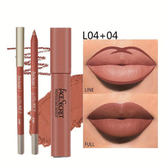 Nude Lip Liner & Lipstick Set, Matte Finish, Long Lasting