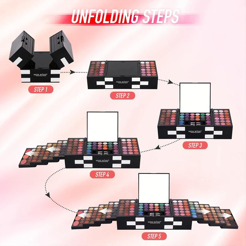 Professional Makeup Kit 142 Eyeshadow Blush Eyebrow Powder Sponge