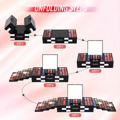 Professional Makeup Kit 142 Eyeshadow Blush Eyebrow Powder Sponge