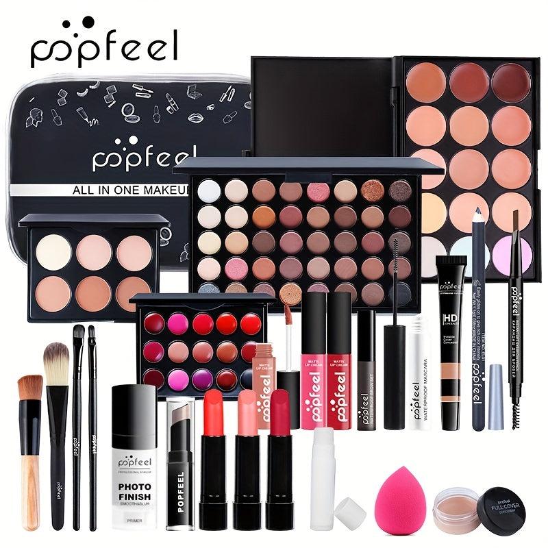 Makeup Set with Eyeshadow, Lip Gloss, Lipstick, Sponge, Foundation