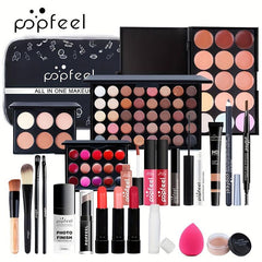 Makeup Set with Eyeshadow, Lip Gloss, Lipstick, Sponge, Foundation