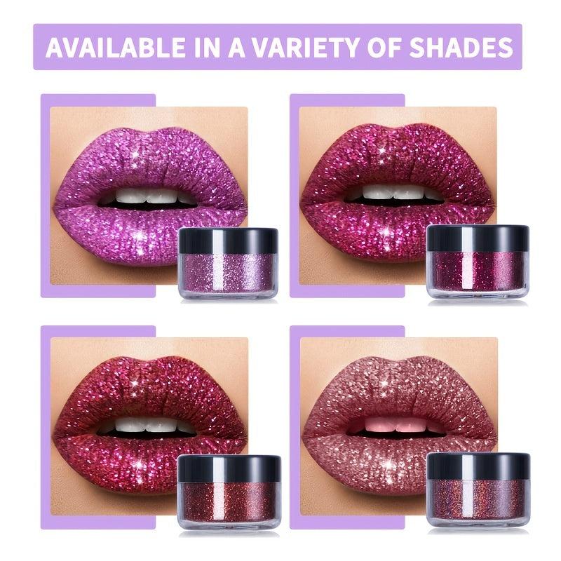 4-color Glitter Lip Gloss Kit with Primer Brush Waterproof Smudge Proof