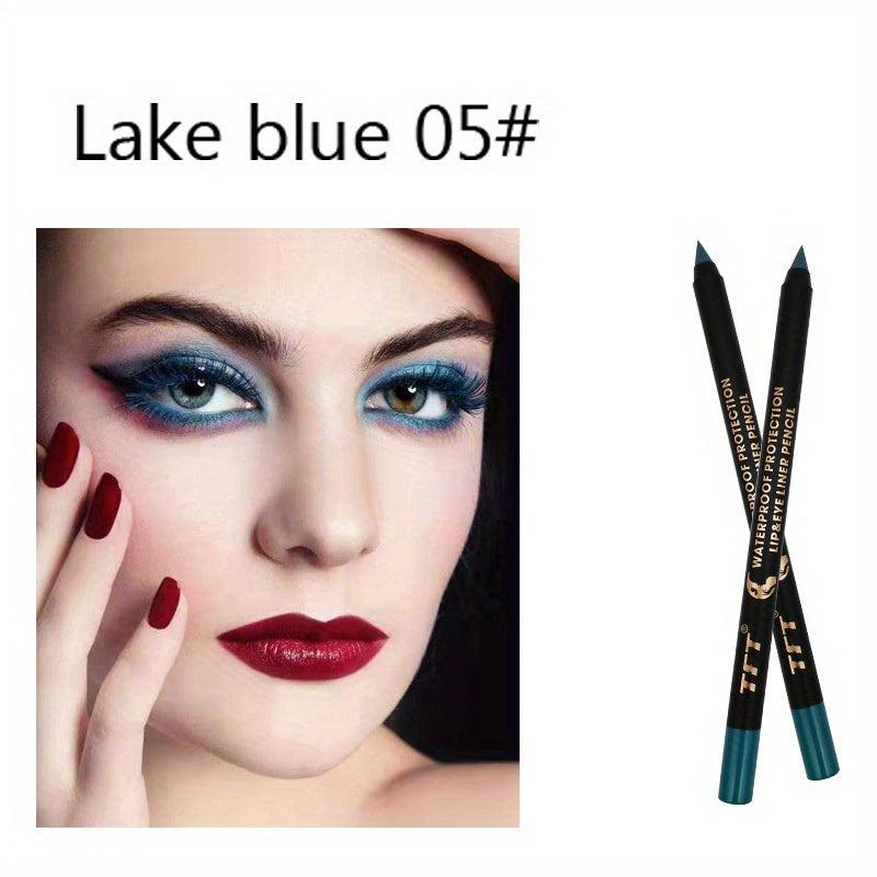 14 Colors Eyeshadow Eyeliner & Lip Liner Metallic Glossy Smoky Lip & Eyeliner