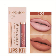 Matte Lipstick & Lip Liner Set Non-Stick High Pigment