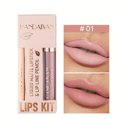 Matte Lipstick & Lip Liner Set Non-Stick High Pigment