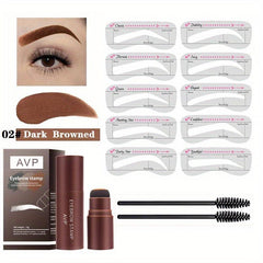 Waterproof Eyebrow Shaping Set with Stencil, Powder Stick & Brush