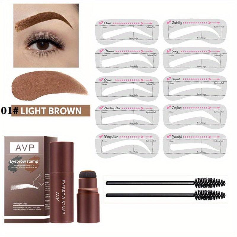 Waterproof Eyebrow Shaping Set with Stencil, Powder Stick & Brush